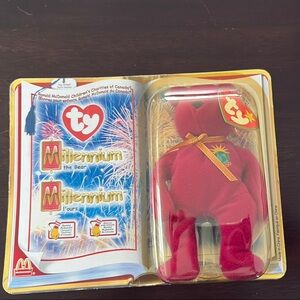 Ty Millennium Bear in Rich Magenta
